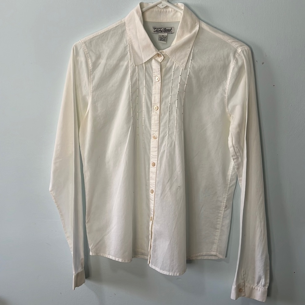 Lucky Brand Lightweight Sheer Button Blouse size M
